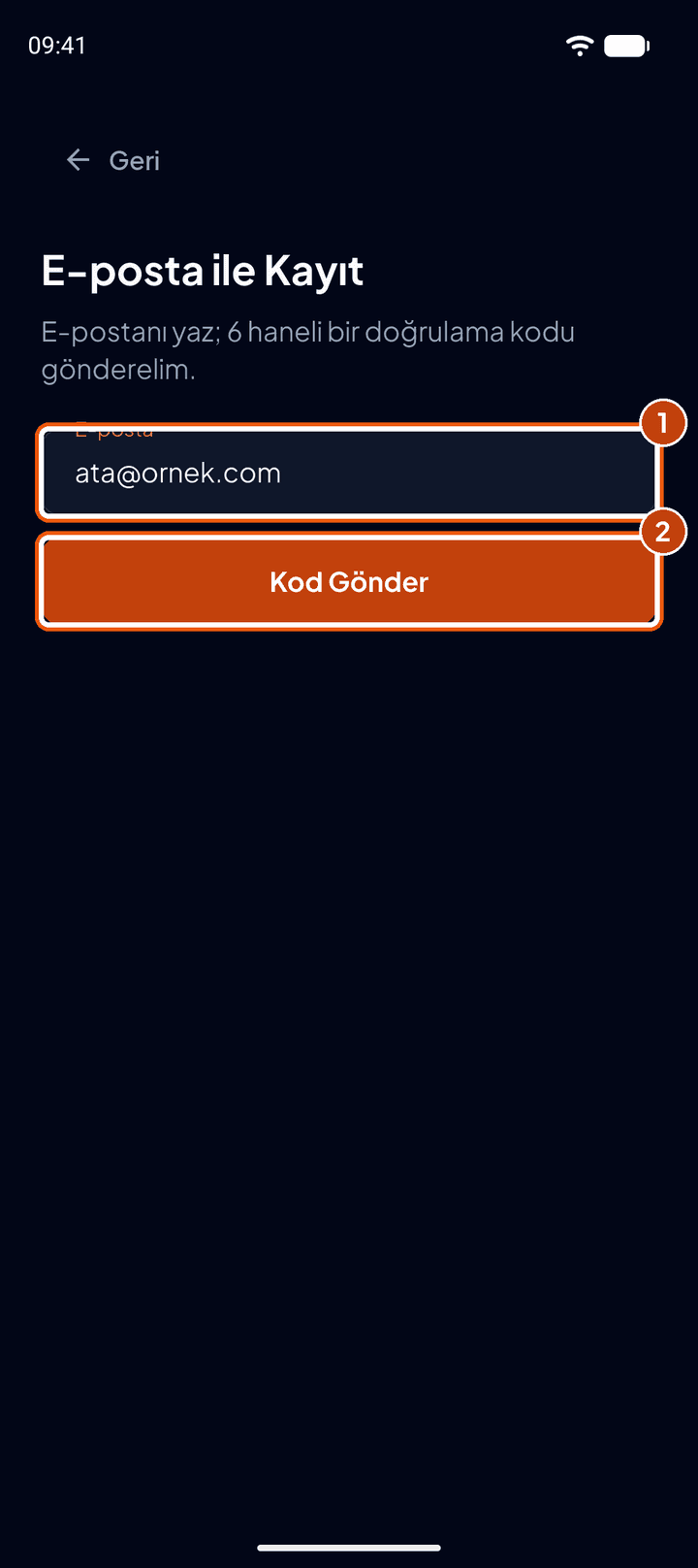 E-posta ile kayıt