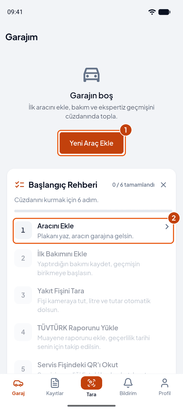 Boş garaj ve başlangıç rehberi
