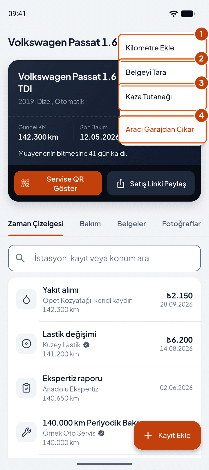 Araç menüsü