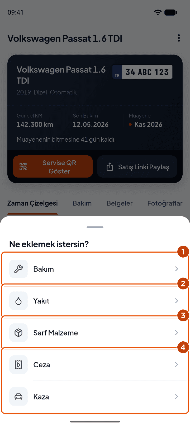 Kayıt türü seçimi
