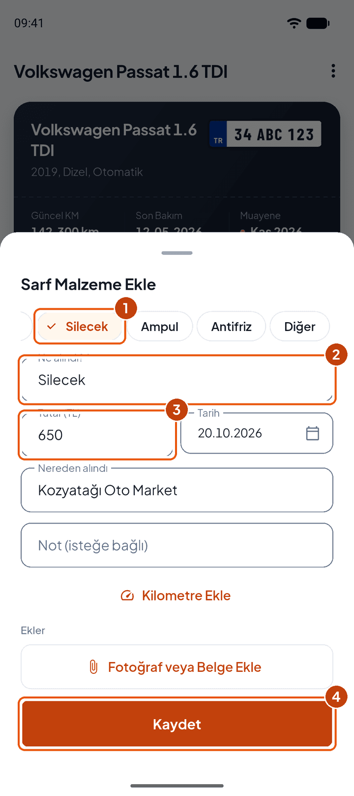 Sarf malzeme kaydı