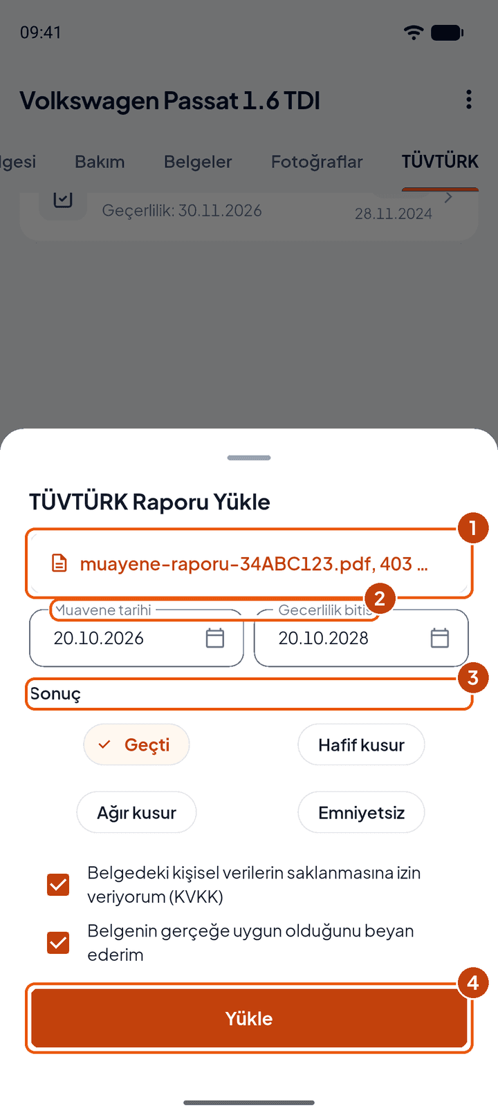 TÜVTÜRK raporu yükle