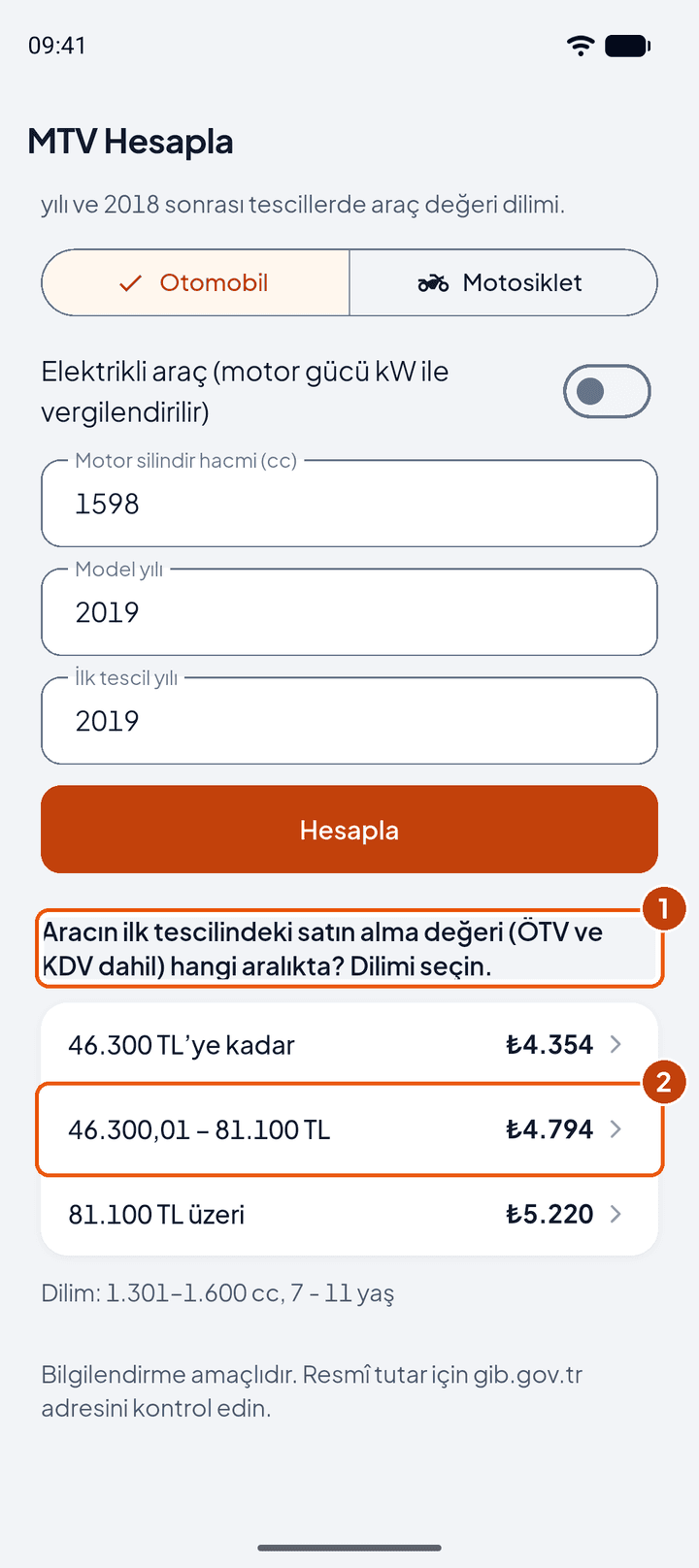 MTV, değer aralığı