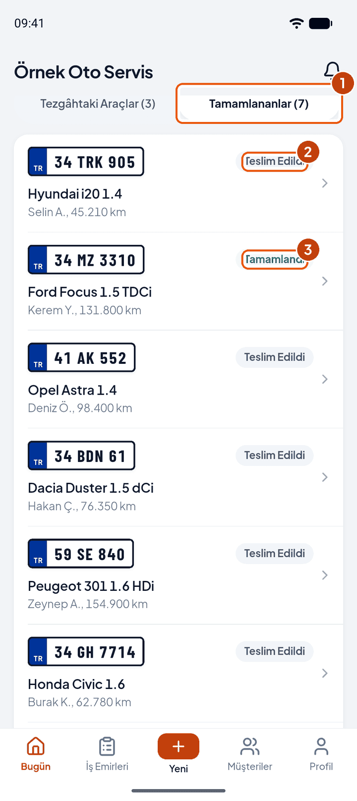 Tamamlananlar