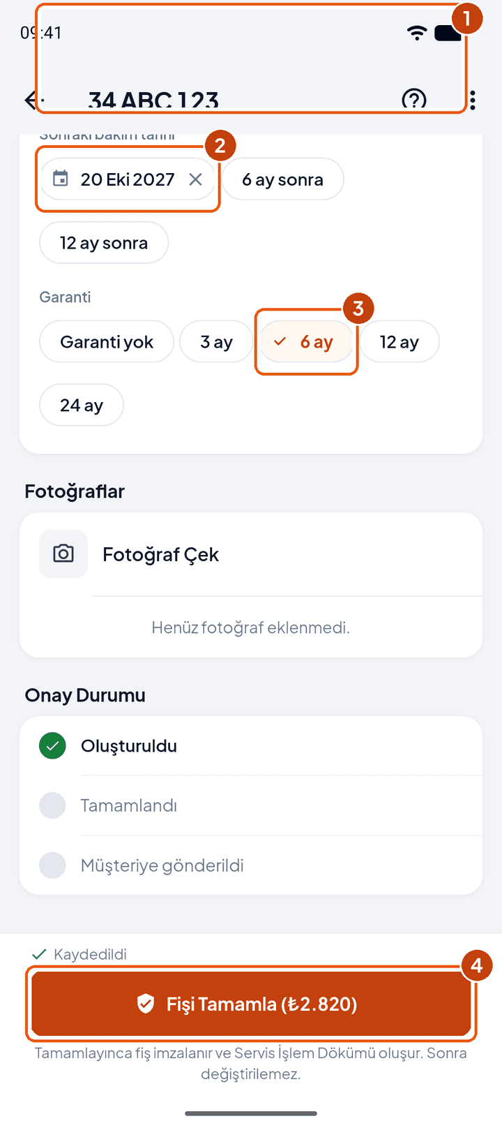 Sonraki bakım ve garanti