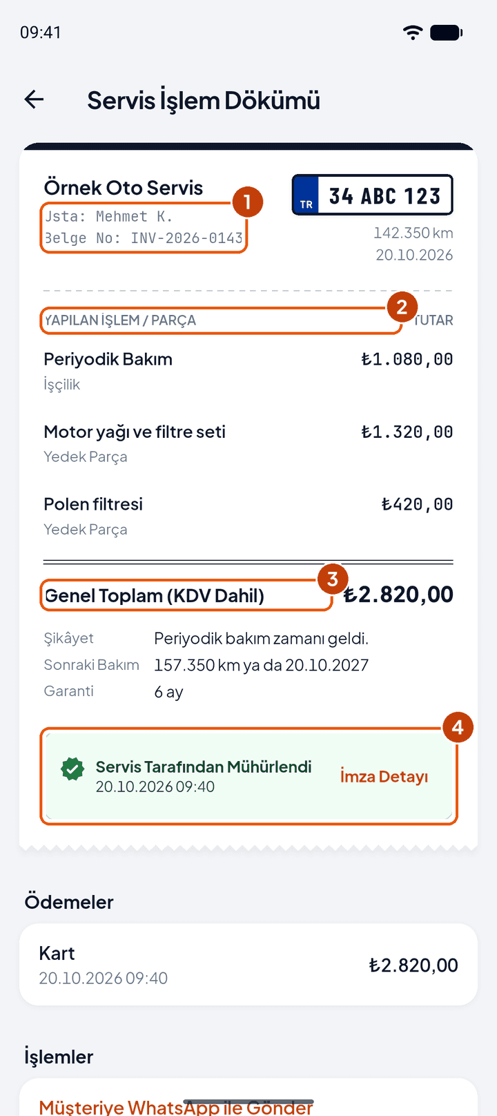 Servis İşlem Dökümü