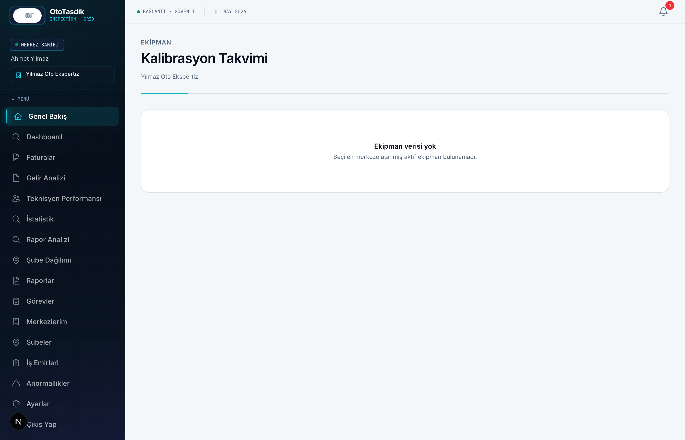 Ekipman kalibrasyon takvimi